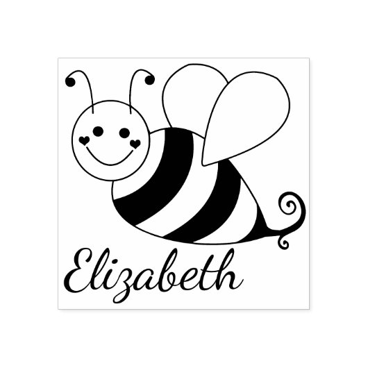 Cute Bumble Bee Persoonlijk Rubberstempel (Afrduk)