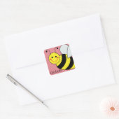 Cute Bumble Bee Persoonlijk Vierkante Sticker (Envelop)
