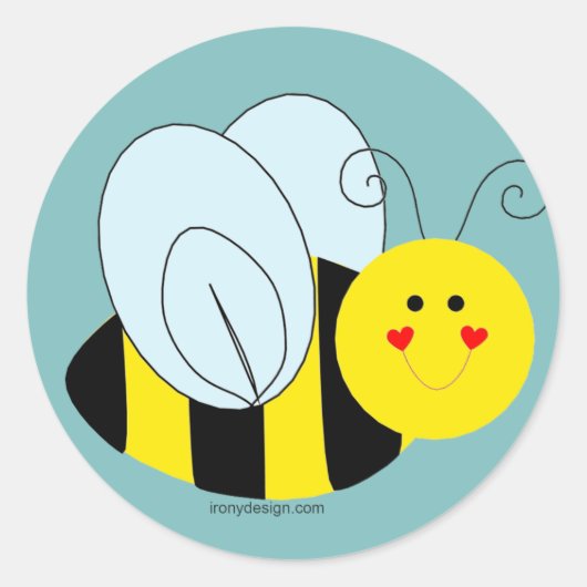 Cute Bumble Bee Ronde Sticker (Voorkant)