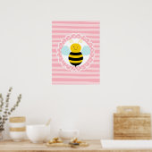 Cute Bumble Bee - Roze Geel Poster (Keuken)