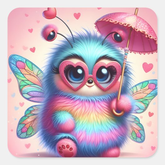 Cute Bumble Bee Vierkante Sticker (Voorkant)