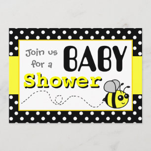 Cute Bumble Bee Yellow and Black Baby shower Kaart