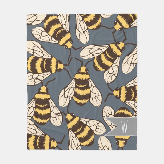 Cute Bumble Bees Illustration - Personalized Fleece Deken (Voorkant)