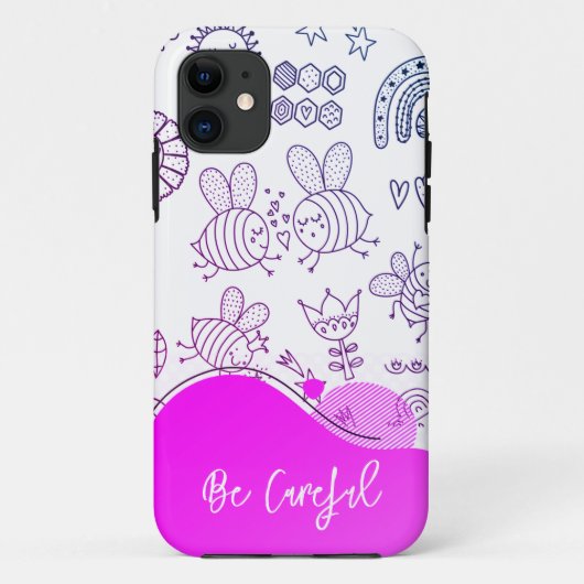 Cute Bumble bees iPhone Case (Achterkant)