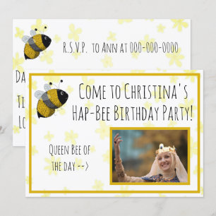 Cute Bumblebee Geel en Zwart   HapBee Birthday Kaart