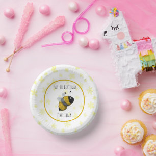Cute Bumblebee Geel en Zwart HapBee Birthday Papieren Kommen