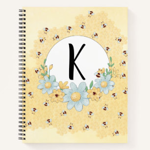 Cute Bumblebees Monogrammed Notitieboek
