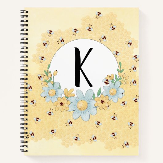 Cute Bumblebees Monogrammed Notitieboek (Voorkant)
