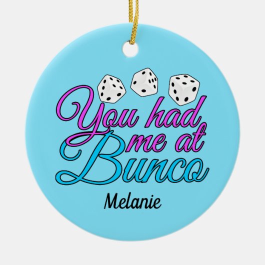 Cute Bunco Game Night Personated Blue Kerstmis Keramisch Ornament (Voorkant)