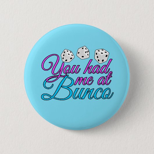 Cute Bunco Game Night Pink Blue Dice Ronde Button 5,7 Cm (Voorkant)