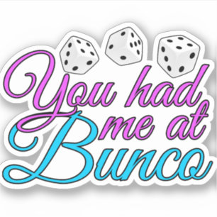 Cute Bunco Game Night Pink Blue Dice Sticker