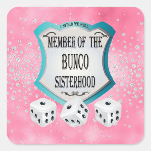 Cute Bunco Player Dice Bunco Party Vierkante Sticker