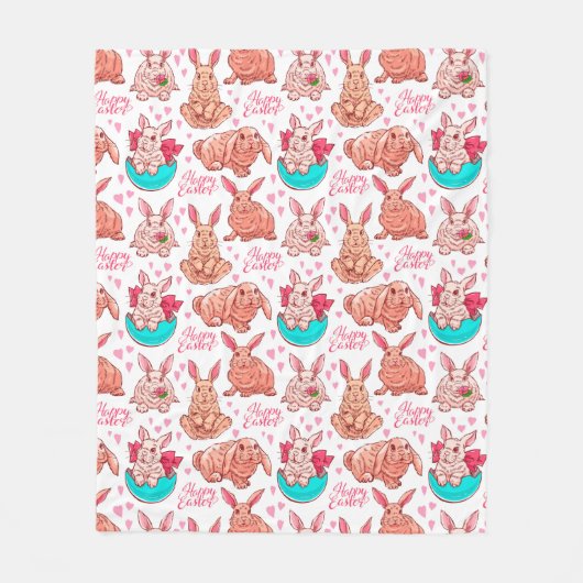 Cute Bunnies Fleece Blanket Deken (Voorkant)