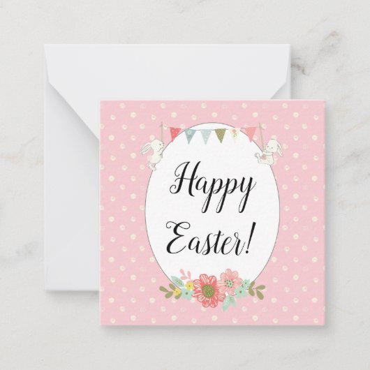 Cute Bunnies Happy Pasen Notitiekaartje (Voorkant)