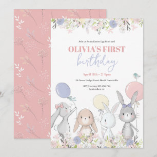 Cute Bunnies Invitation Anniversaire