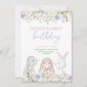 Cute Bunnies Invitation Anniversaire (Devant)