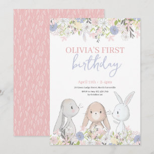 Cute Bunnies Invitation Anniversaire