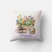 Cute Bunnies Personalized Girl Easter Kussen (Achterkant)