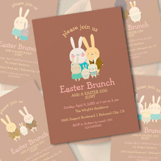 Cute Bunnies Personnalisable Pâques Invitation