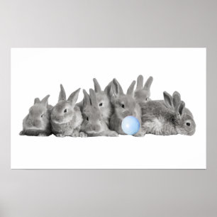 Cute Bunnies Rabbit Bubble Gum Nursery Child Poster