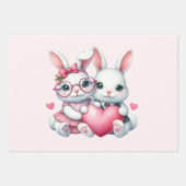 Cute Bunnies Sharing a Heart Inpakpapier Vel (Voorkant)