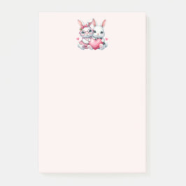 Cute Bunnies Sharing a Heart Post-it® Notes