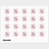 Cute Bunnies Sharing a Heart Valentine's Day Ronde Sticker (Vel)