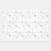 Cute Bunny and Balloons Personalized Inpakpapier Vel (Voorkant 3)