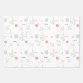 Cute Bunny and Balloons Personalized Inpakpapier Vel (Voorkant)