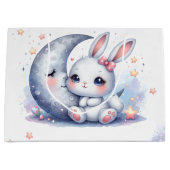 cute bunny and crescent moon groot cadeauzakje (Voorkant)