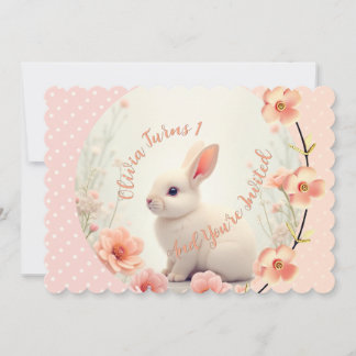 Cute Bunny And Floral Kaart