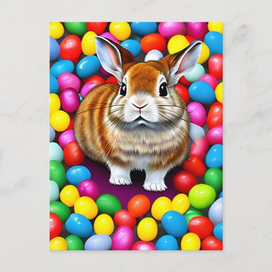 Cute Bunny and Jellybeans Briefkaart (Voorkant)