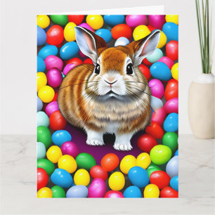 Cute Bunny and Jellybeans Happy Easter Greeting Kaart
