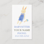 Cute Bunny Aquarelle Babysitter Cartes de visite (Devant)