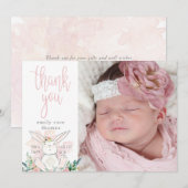 Cute Bunny Baby Girl Aankondiging Dank je (Voorkant / Achterkant)