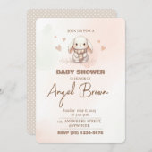 Cute bunny baby shower invitation (Devant / Derrière)