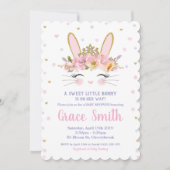 Cute Bunny Baby shower Invitation Girl Purple (Devant)