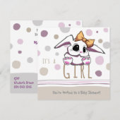 Cute Bunny Baby shower Invitation Kaart (Voorkant / Achterkant)