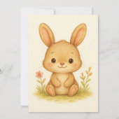 Cute Bunny Baby Shower Invitation | Pink Floral De (Dos)