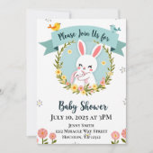 Cute Bunny Baby shower Kaart (Voorkant)