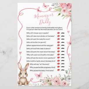 Cute Bunny Baby Shower Meisje Mama of Papa Spel