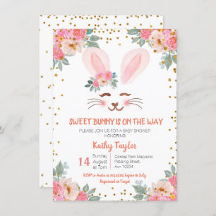 Cute Bunny baby shower meisjes pleidooi Kaart