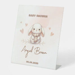 Cute Bunny Baby Shower Reclamebord Met Voetstuk