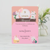 Cute Bunny Birthday Invitation (Debout devant)