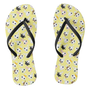 Cute Bunny Bits Emotes Pattern Pastel Yellow Teenslippers