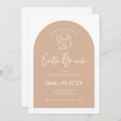 Cute Bunny Blush Pink Arch Easter Brunch Kaart (Voorkant / Achterkant)