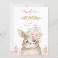 Cute Bunny Blush Pink Gold Floral Baby shower
