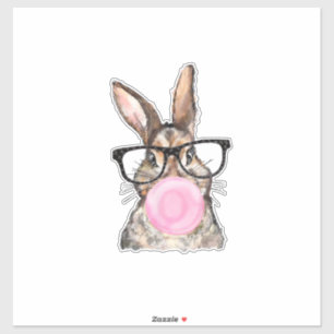 Cute Bunny Bril Bubblegum Pasen Meisjes Kinderen Sticker