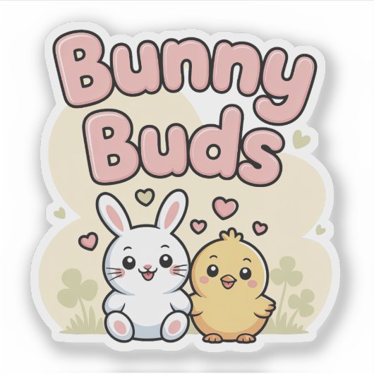 Cute Bunny Buds Easter Sticker (Devant)