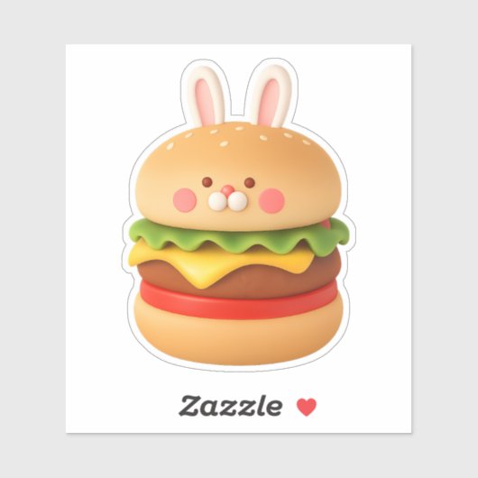 Cute Bunny Burger Character Custom Sticker (Feuille)